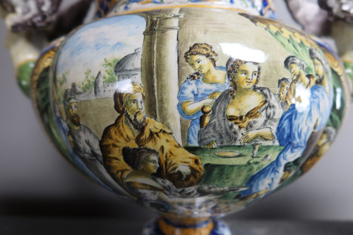 Set Of Three Earthenware Signed Gaetano Battaglia XIX