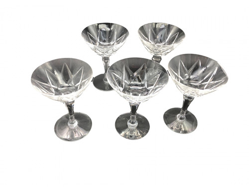 5 Saint Louis crystal champagne glasses, Ardèche model