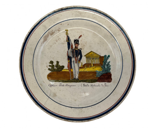 Ensemble de 6 assiettes empire Napoleon sur la Garde Nationale de Paris militaria par Creil Montereau