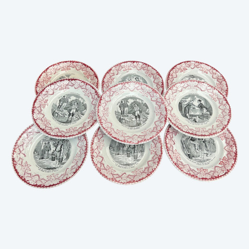 Set of 9 Talking Dessert Plates with Country Pranksters