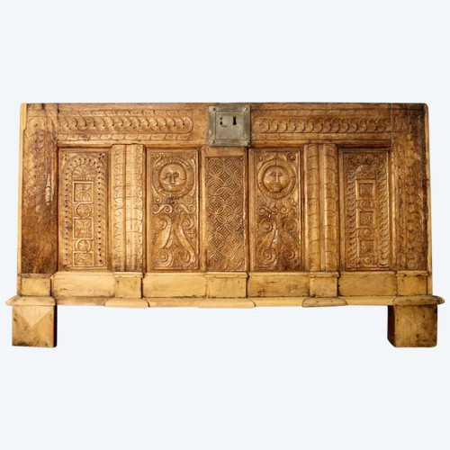 Gothic Chest Panel In 17th Century Oak