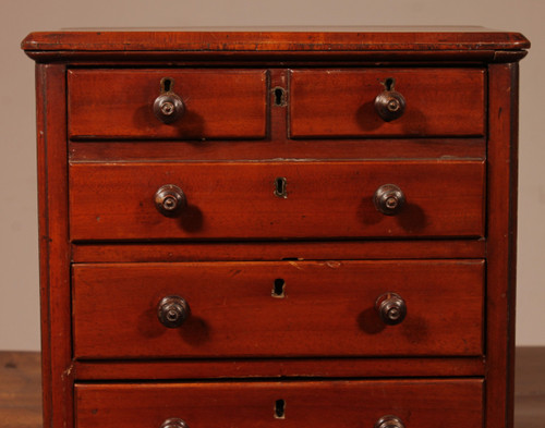 19th Century Mahogany Miniature Chest Of Drawers