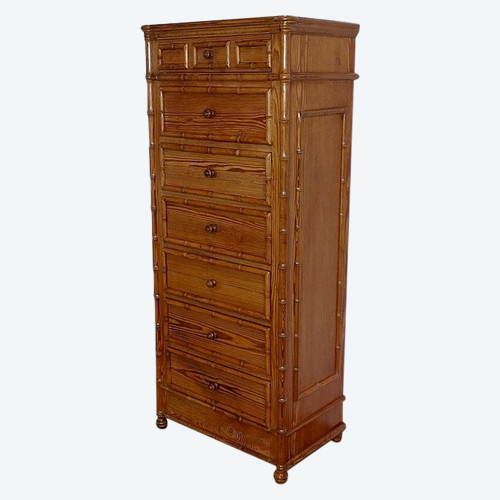 Semainier esprit Bambou en Pitchpin massif, Art Nouveau – 1900