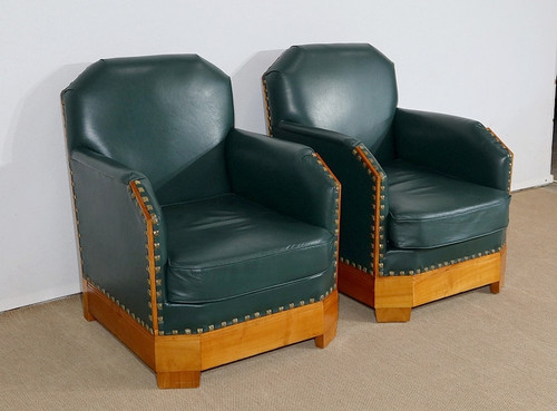 Pair of Art Deco Armchairs in Solid Cherry – 1st part of the 20th century