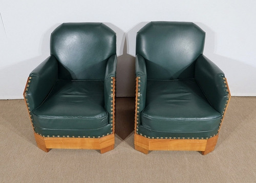 Pair of Art Deco Armchairs in Solid Cherry – 1st part of the 20th century
