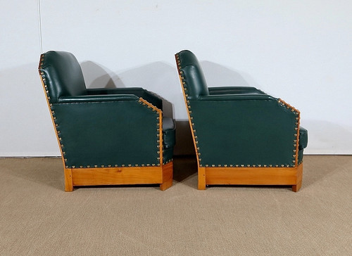 Pair of Art Deco Armchairs in Solid Cherry – 1st part of the 20th century