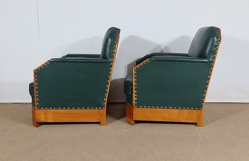 Pair of Art Deco Armchairs in Solid Cherry – 1st part of the 20th century