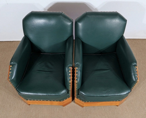 Pair of Art Deco Armchairs in Solid Cherry – 1st part of the 20th century