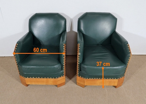 Pair of Art Deco Armchairs in Solid Cherry – 1st part of the 20th century