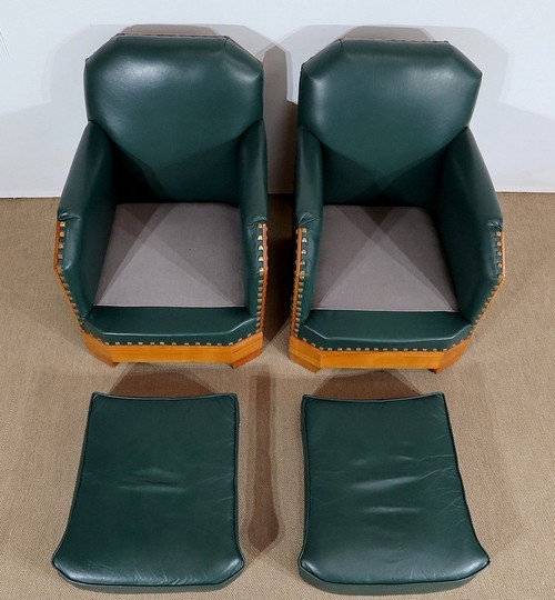 Pair of Art Deco Armchairs in Solid Cherry – 1st part of the 20th century