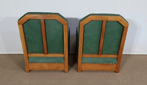Paire de Fauteuils Art Déco en Merisier massif – 1ère partie du XXe