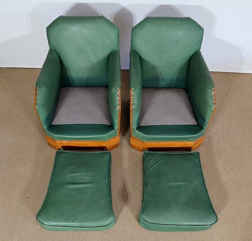 Paire de Fauteuils Art Déco en Merisier massif – 1ère partie du XXe