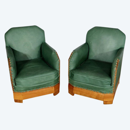 Paire de Fauteuils Art Déco en Merisier massif – 1ère partie du XXe