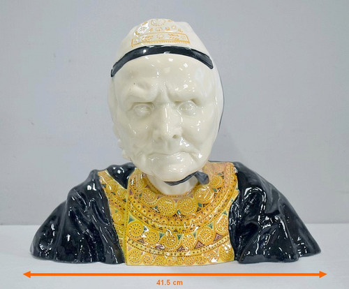 Steingutbüste eines Bigoudène, von H. Porson – 1920/1930