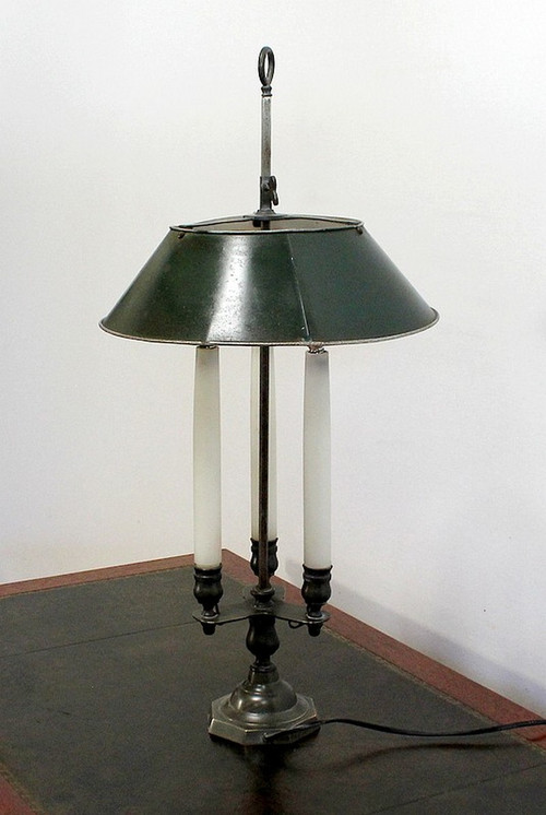 Rara lampada in bronzo, spirito Bouillotte – Inizio XX secolo