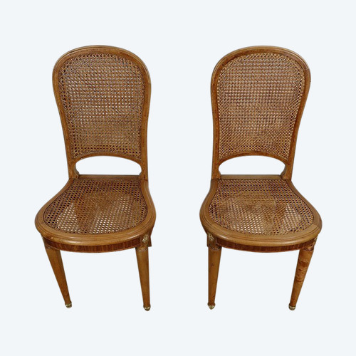 Pair of Cane Chairs, in solid Blond Cherry – 1920/1930
