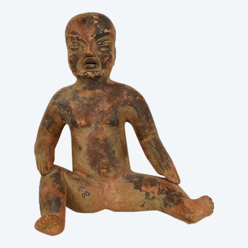Präkolumbianische Skulptur Olmekenfigur Las Bocas Mexiko Terrakotta