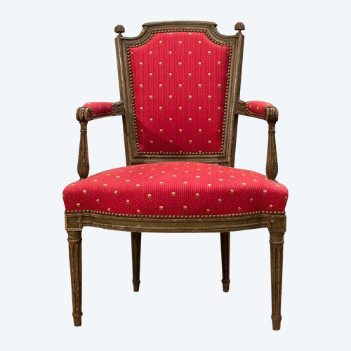 Cabriolet Armchair In Lacquered Wood, Louis XVI Period Circa 1780