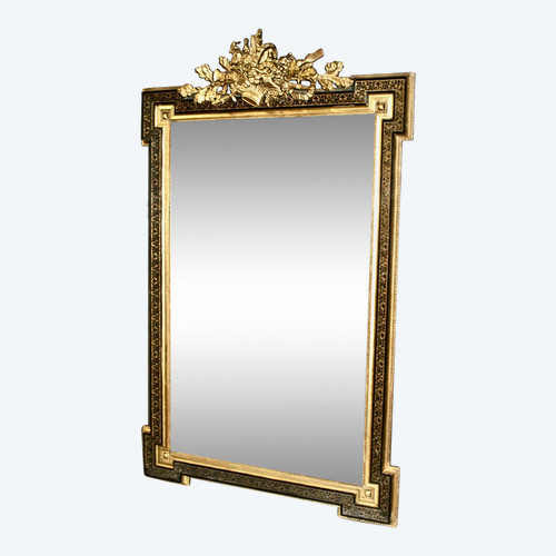 Miroir Napoléon III à Fronton De Panier Fleuri 