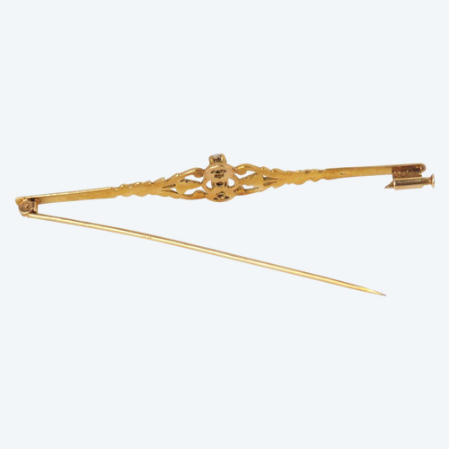 Broche Barrette En Or Jaune Et Diamants