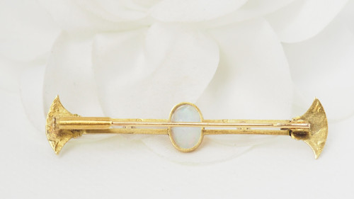 Broche barrette en or jaune opale et perles