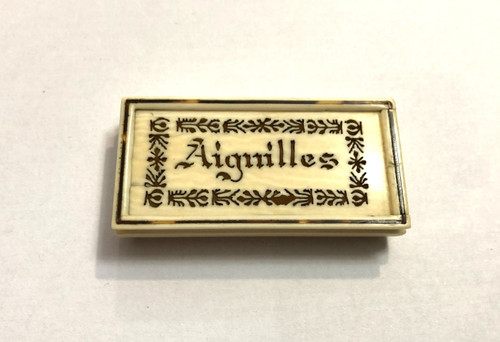 Old carved and openwork ivory needle box Travel/sewing kit Late 19th century