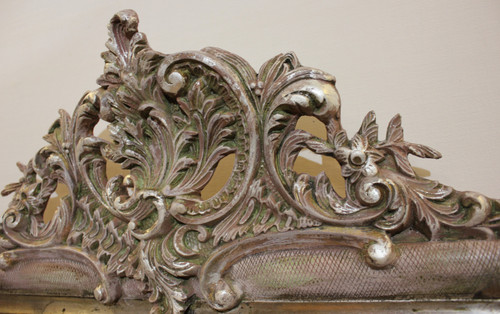 Specchio da camino in foglia d'argento in stile Luigi XV 80 x 114 cm