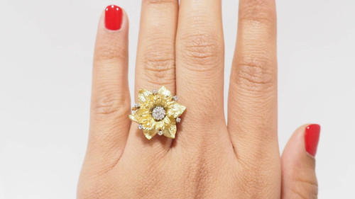 Anello vintage in oro giallo e diamanti