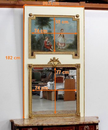 Large Trumeau Mirror, Louis XVI style - 2nd half of the 19th century