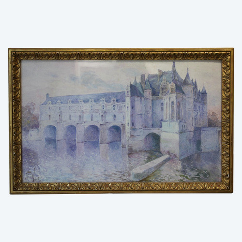 Watercolor 'Château De Chenonceau' By Marius Robert Dated 1912