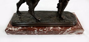 Bronzo "Cane da caccia alla fermata" di E. de Gaspary - Fine XIX secolo