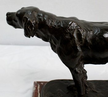 Bronzo "Cane da caccia alla fermata" di E. de Gaspary - Fine XIX secolo