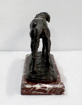 Bronzo "Cane da caccia alla fermata" di E. de Gaspary - Fine XIX secolo