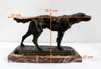 Bronzo "Cane da caccia alla fermata" di E. de Gaspary - Fine XIX secolo