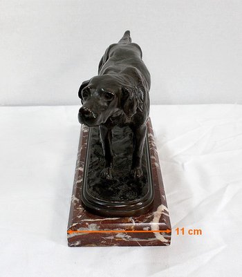 Bronzo "Cane da caccia alla fermata" di E. de Gaspary - Fine XIX secolo
