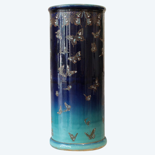 Porte-parapluie en faïence émaillé Lunéville Keller et Guérin époque vers 1900