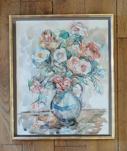 bouquet di fiori, acquerello di Paul Paquereau