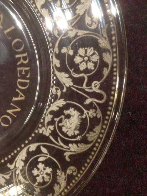 Ancien Plat En Verre émaillé Italien