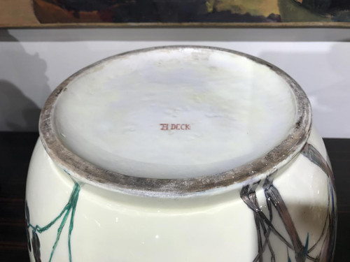 Theodore Deck (1823-1891) Cache Pot En Faïence