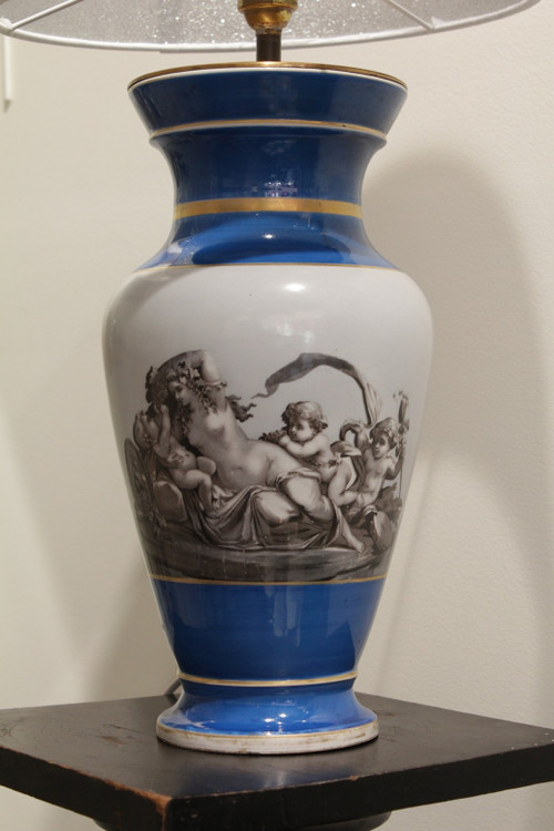 Lamp in the taste of Paris porcelain on the theme of Bacchanalia late 19th century period