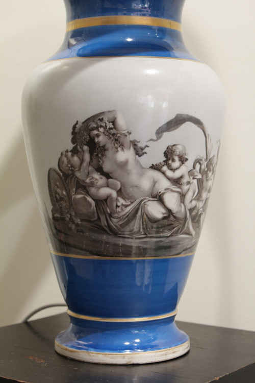 Lamp in the taste of Paris porcelain on the theme of Bacchanalia late 19th century period