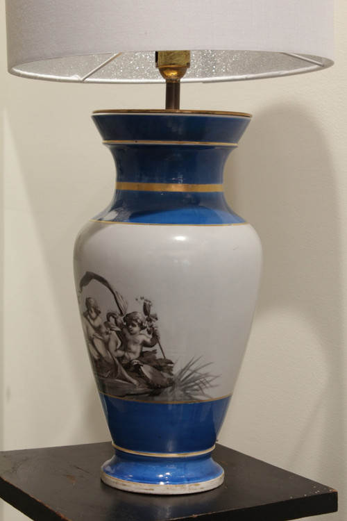 Lamp in the taste of Paris porcelain on the theme of Bacchanalia late 19th century period
