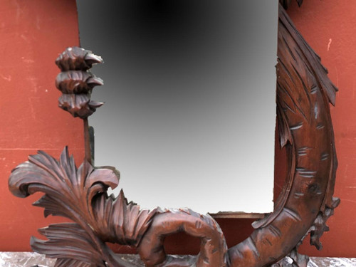 Old Carved Wood Dragon Mirror In The Taste Of Viardot