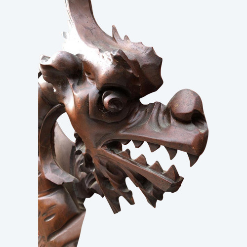 Old Carved Wood Dragon Mirror In The Taste Of Viardot