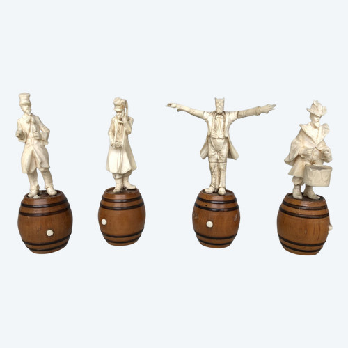 Four Bone Sculptures 19th Century Musicians