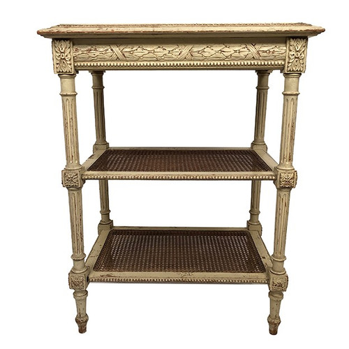 Desserte de style Louis XVI, bois laqué crème, circa 1900