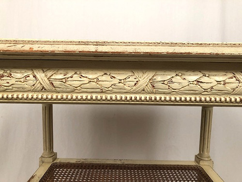 Desserte de style Louis XVI, bois laqué crème, circa 1900