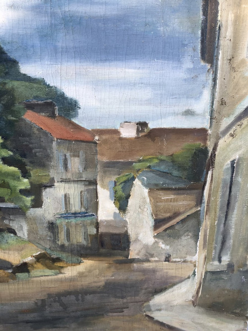 Katsuro Hara (pittore giapponese, nato nel 1889) Villaggio Periferia di Parigi