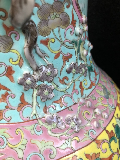 Grand Vase Porcelaine De Chine époque XIXéme H 62 Cm