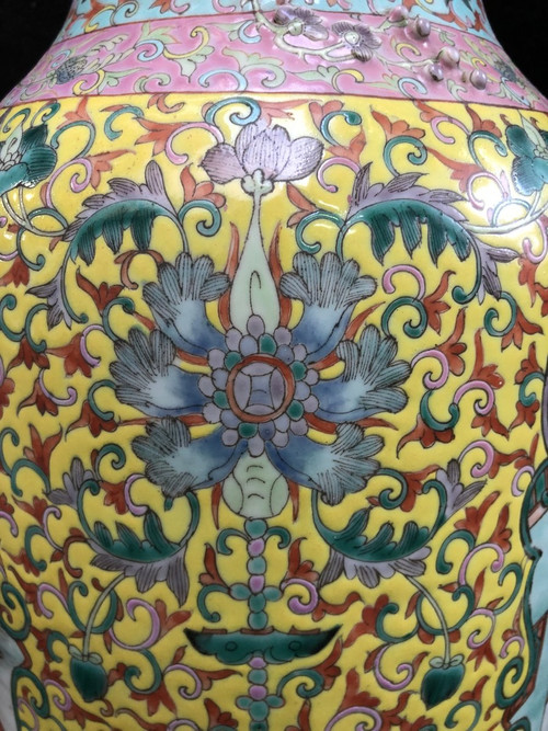 Grand Vase Porcelaine De Chine époque XIXéme H 62 Cm